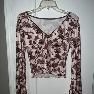 Ladies Long Sleeve Crop Top